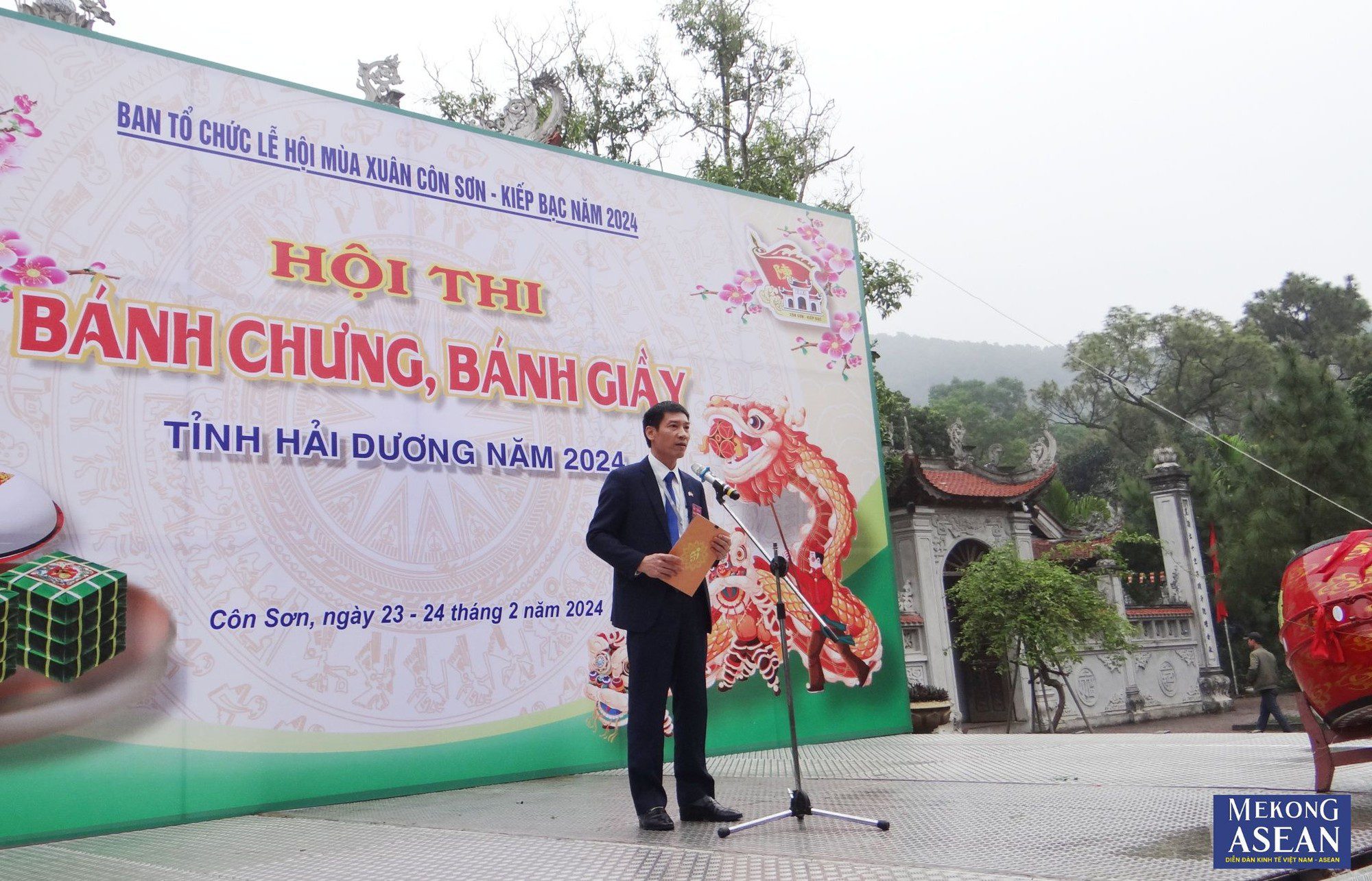 Phó Giám đốc Sở Văn hóa, Thể thao và Du lịch tỉnh Hải Dương Nguyễn Trường Thắng phát biểu khai mạc hội thi.